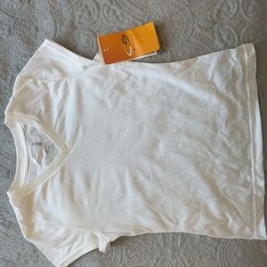 Vintage white vneck girls tshirt